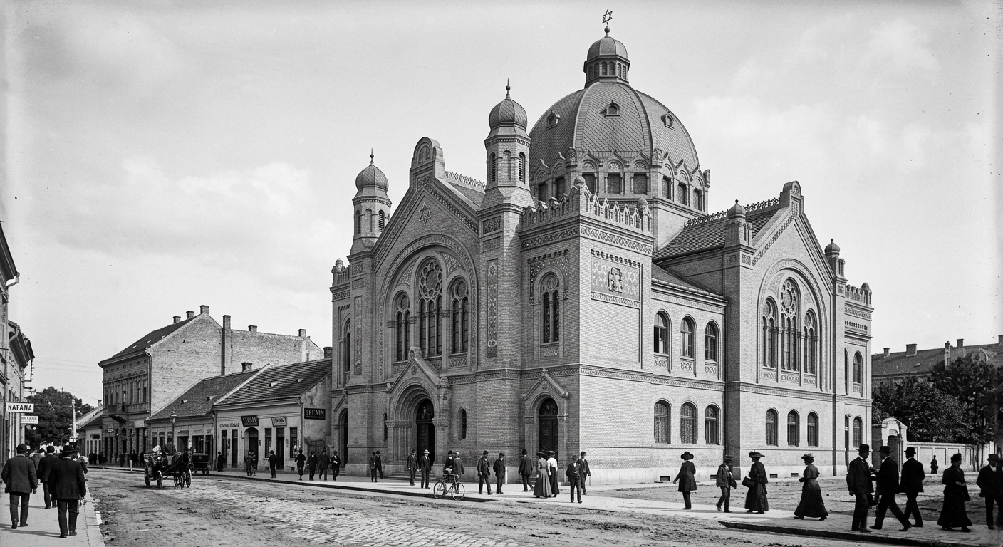 The Novi Sad Synagogue, an early 20th-century domed building in the city centre